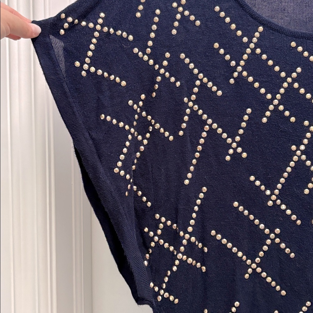 Belldini Navy Embellished Shirt Oversized Size Small - Picture 6 of 9